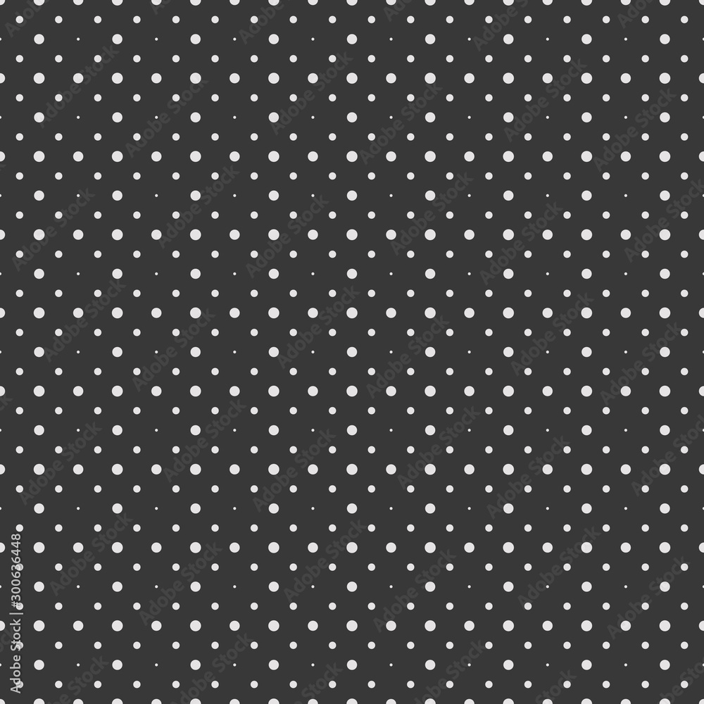 White circles and dots on a black background. Abstract seamless circles background. White circles and dots on a black background. Abstract seamless circles background.