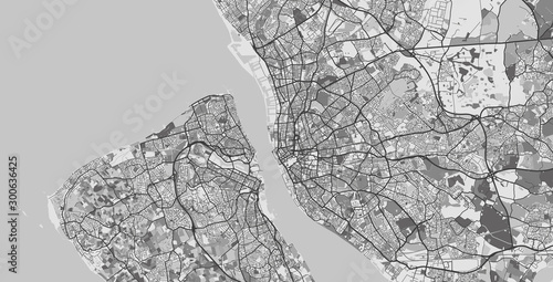 Detailed map of Liverpool and Merseyside, UK photo