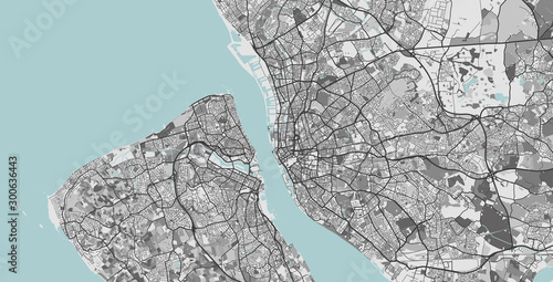 Detailed map of Liverpool and Merseyside, UK