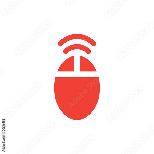 Wifi Mouse Red Icon On White Background. Red Flat Style Vector Illustration