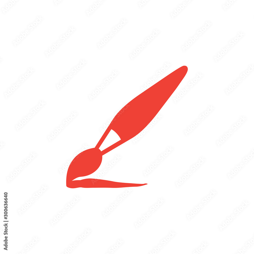 Paintbrush Red Icon On White Background. Red Flat Style Vector Illustration. Paintbrush Red Icon On White Background. Red Flat Style Vector Illustration.