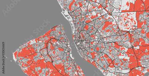 Detailed map of Liverpool and Merseyside, UK photo