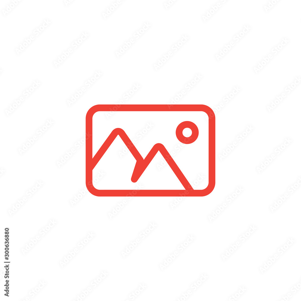 Photo Line Red Icon On White Background. Red Flat Style Vector Illustration. Photo Line Red Icon On White Background. Red Flat Style Vector Illustration.