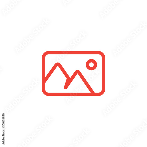 Photo Line Red Icon On White Background. Red Flat Style Vector Illustration.