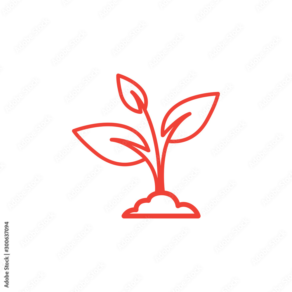 Plant Line Red Icon On White Background. Red Flat Style Vector Illustration. Plant Line Red Icon On White Background. Red Flat Style Vector Illustration.