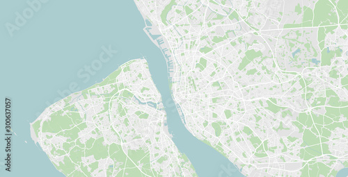 Detailed map of Liverpool and Merseyside, UK