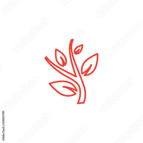 Plant Line Red Icon On White Background. Red Flat Style Vector Illustration.