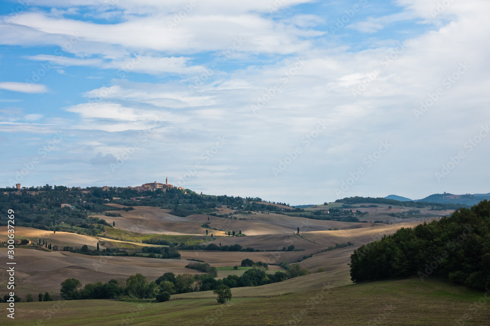 Typical rural landscape panorama at south Tuscany, Siena province, Tuscany, Italy
