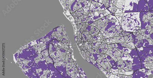 Detailed map of Liverpool and Merseyside, UK photo