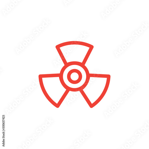 Propeller Line Red Icon On White Background. Red Flat Style Vector Illustration.