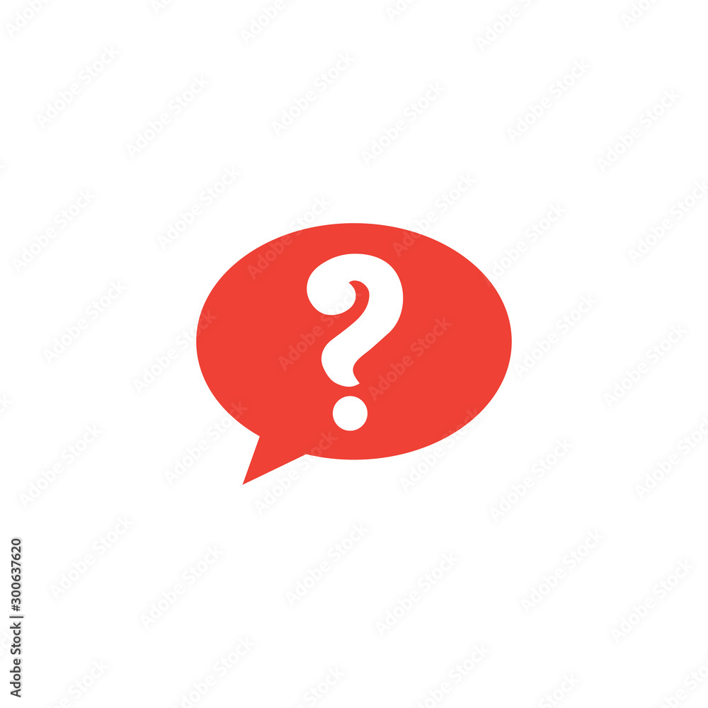 Question Red Icon On White Background. Red Flat Style Vector Illustration. Question Red Icon On White Background. Red Flat Style Vector Illustration.