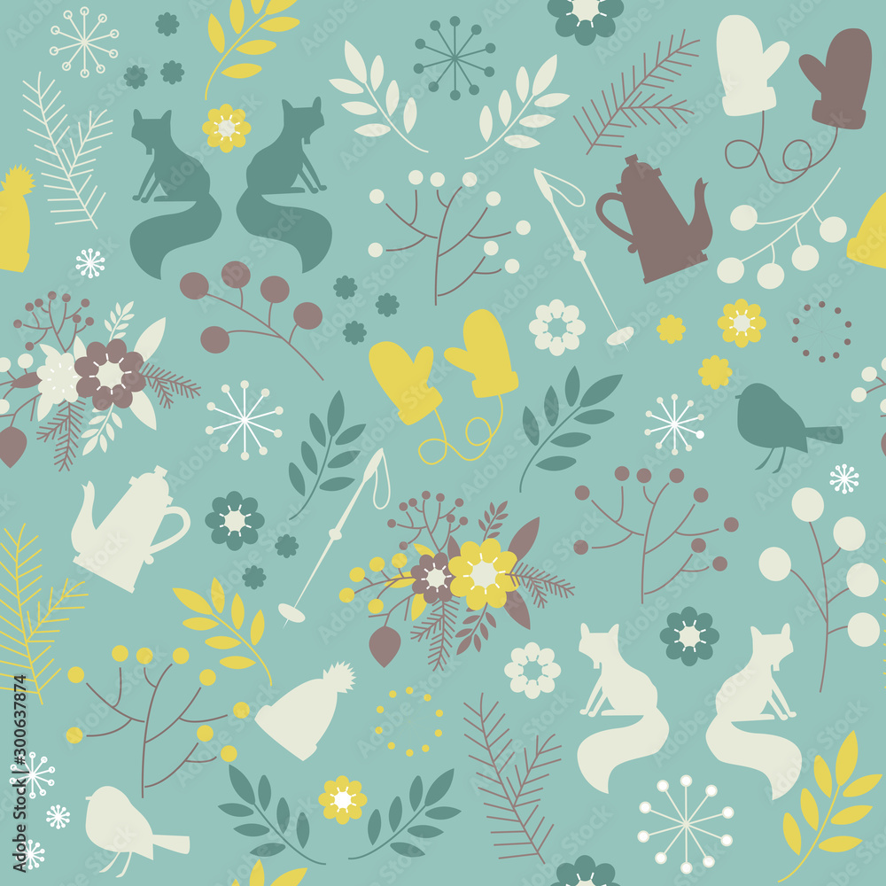 Scandinavian seamless pattern. Cute winter background for fabric, tile and paper on the wall. Vector christmas illustration. Scandinavian seamless pattern. Cute winter background for fabric, tile and paper on the wall. Vector christmas illustration.
