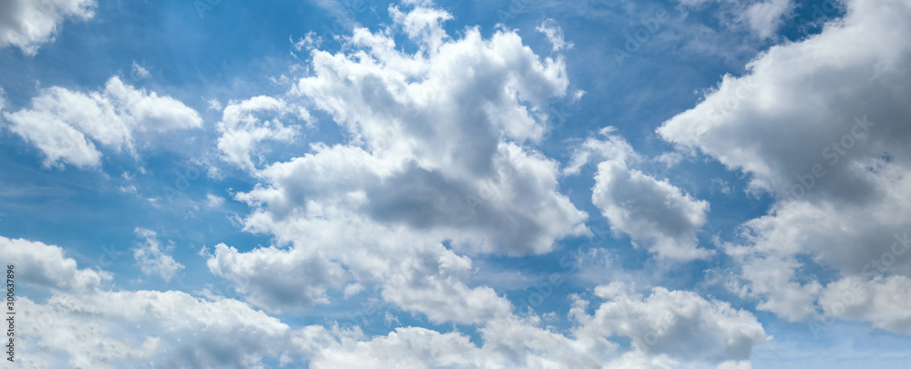 Blue sky with clouds (wide background panorama). Blue sky with clouds (wide background panorama).