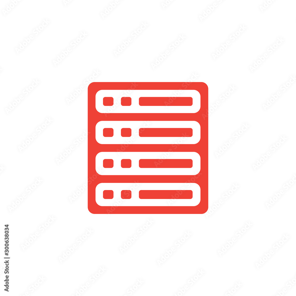 Server Red Icon On White Background. Red Flat Style Vector Illustration. Server Red Icon On White Background. Red Flat Style Vector Illustration.