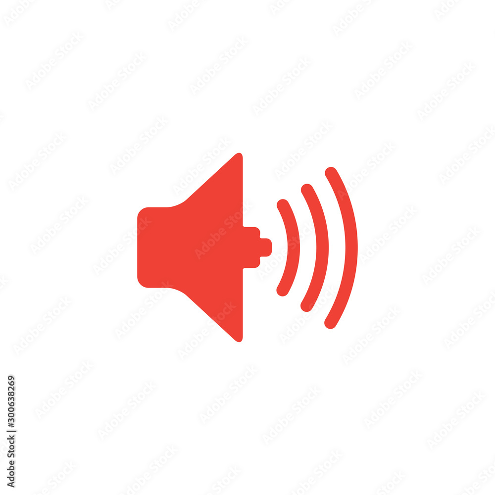 Sound Red Icon On White Background. Red Flat Style Vector Illustration. Sound Red Icon On White Background. Red Flat Style Vector Illustration.