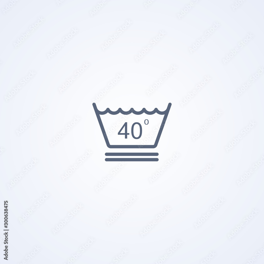 Delicate wash at a temperature up to 40 degrees, vector best gray line icon Delicate wash at a temperature up to 40 degrees, vector best gray line icon
