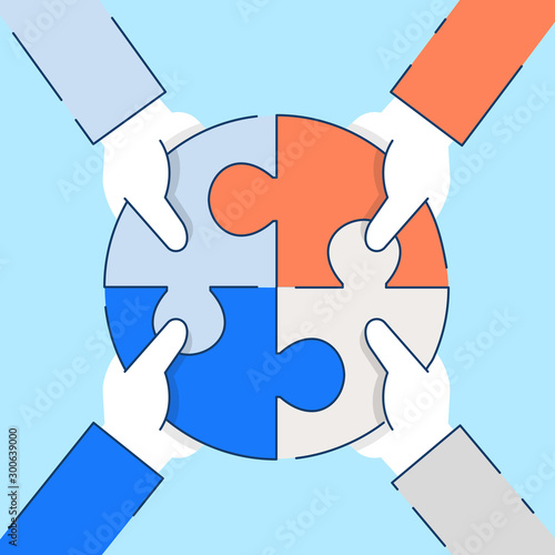 Vector Flat Linear Illustration Related of Communication, Relationship of Stakeholders, Partnership and Team Work - part 2