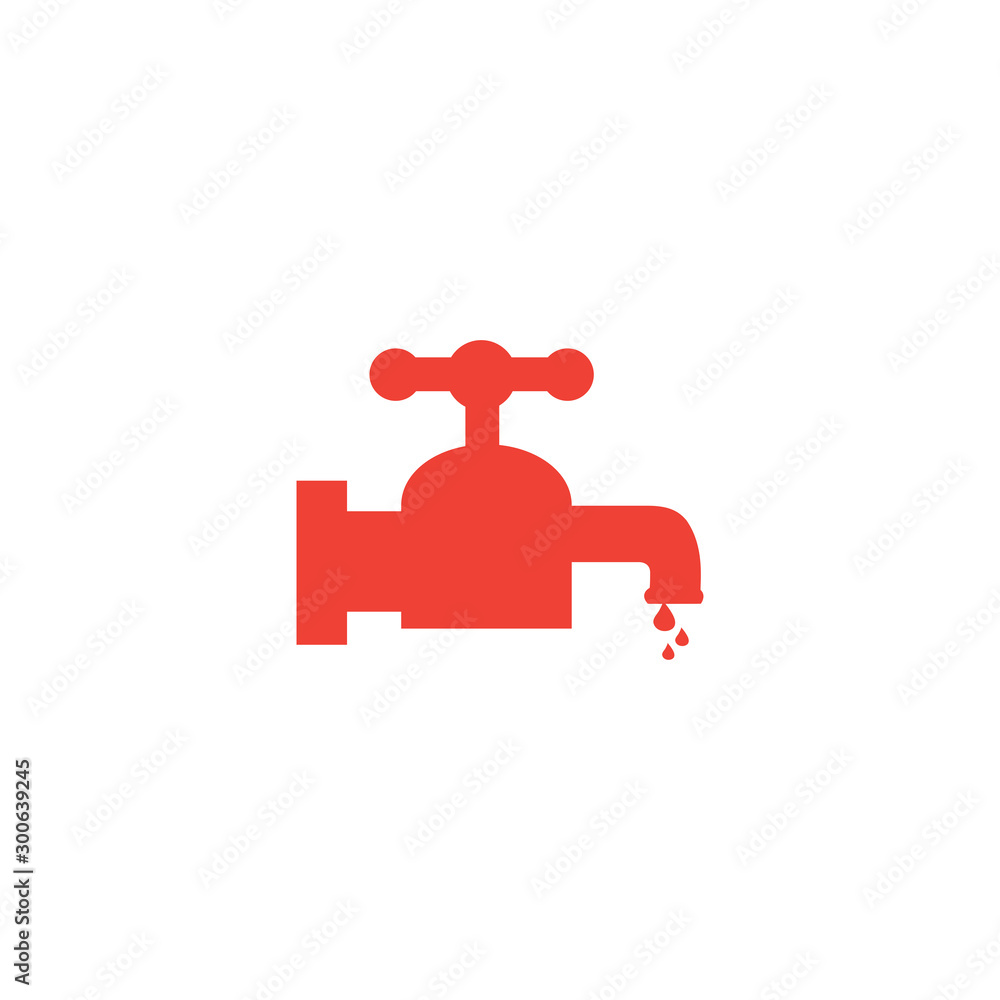 Water Tap Red Icon On White Background. Red Flat Style Vector Illustration Water Tap Red Icon On White Background. Red Flat Style Vector Illustration