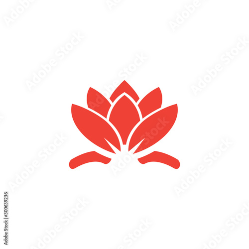 Water Lily Red Icon On White Background. Red Flat Style Vector Illustration
