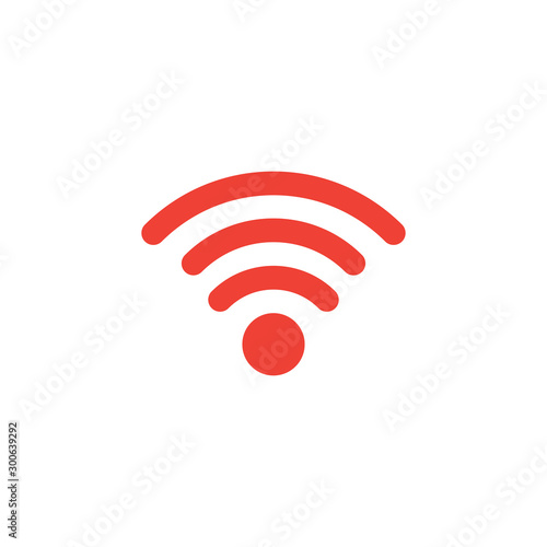 Wi-Fi Red Icon On White Background. Red Flat Style Vector Illustration
