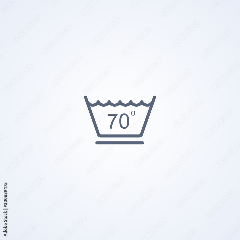 Gentle machine wash at temperatures up to 70 degrees, vector best gray line icon Gentle machine wash at temperatures up to 70 degrees, vector best gray line icon