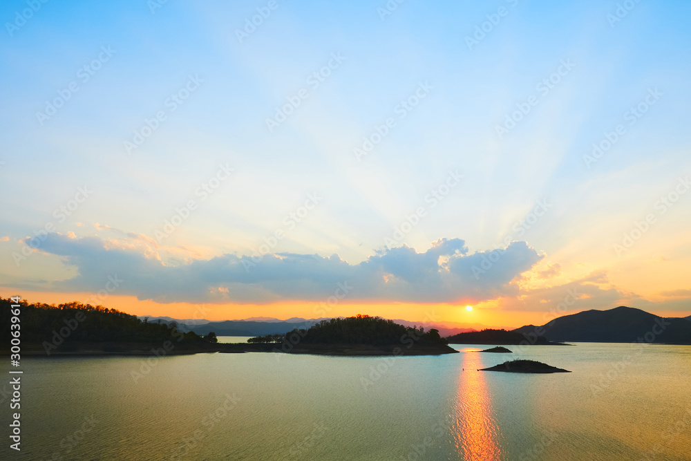 A beautiful sunset overlooking a lake