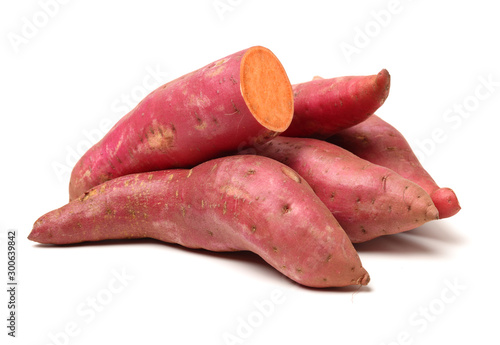 sweet potatoes on the white background