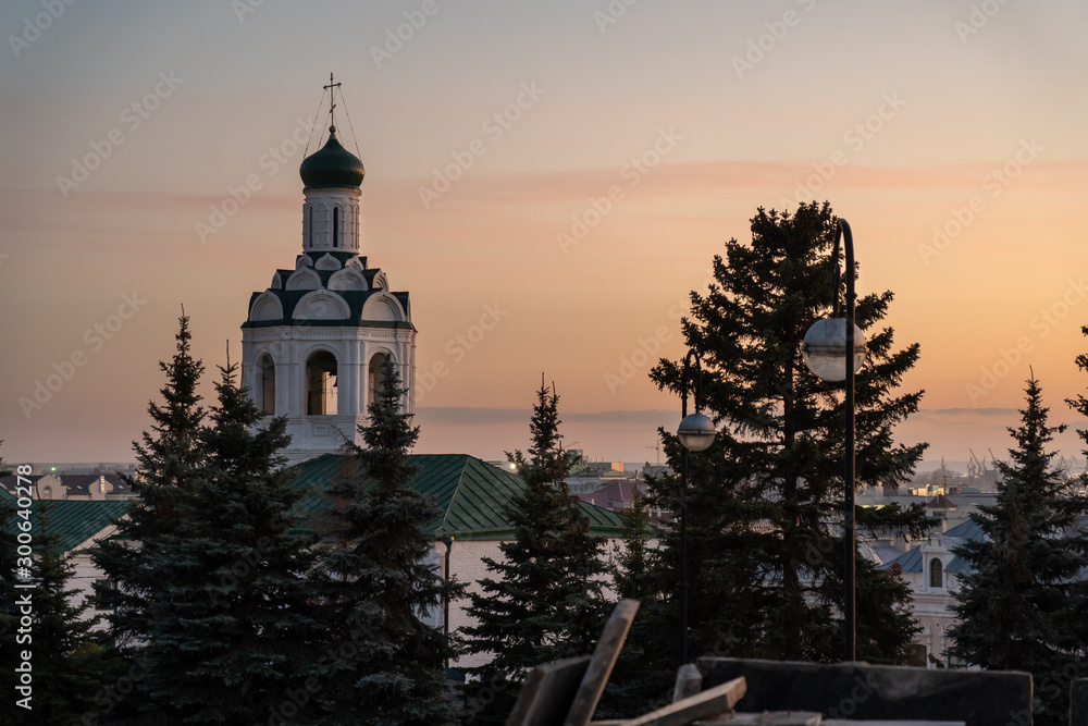 City church at sunset in Kazan