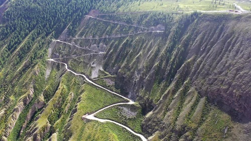 Aerial video view from drone on the valley of Altai river Chulyshman. Siberia, Russia. photo