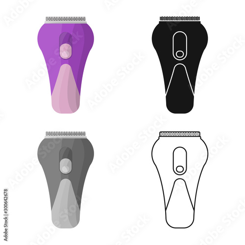 Vector illustration of blade and shaver logo. Graphic of blade and woman stock symbol for web.