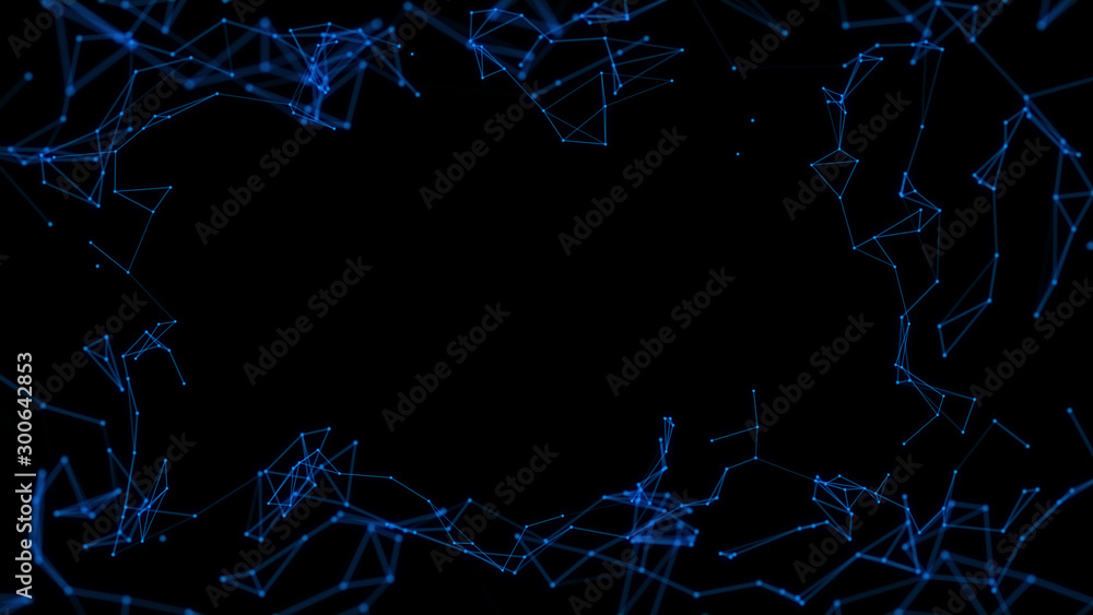 	 Abstract illustration background motion transformation with flickering light on plexus pattern of future innovation technology digital business dots line network decentralize communication connectio