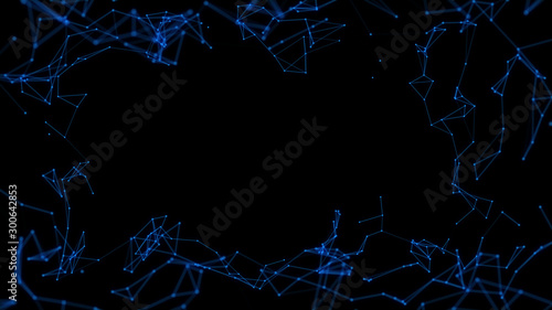   Abstract illustration background motion transformation with flickering light on plexus pattern of future innovation technology digital business dots line network decentralize communication connectio