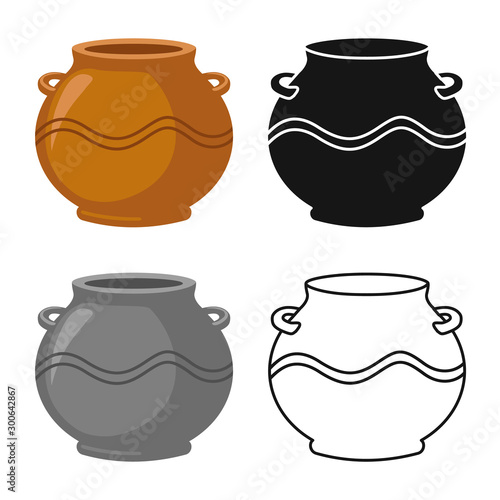 Vector design of pot and ceramic sign. Web element of pot and brown vector icon for stock.