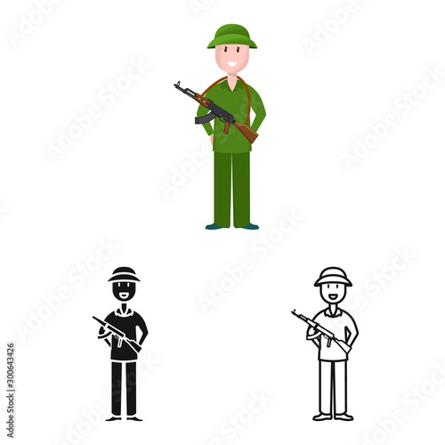 Isolated object of Vietnamese and soldier symbol. Set of Vietnamese and man vector icon for stock.