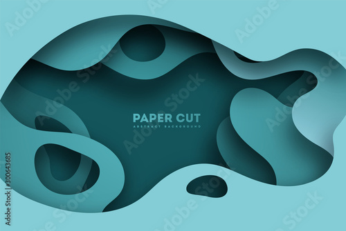 Paper cut background. Abstract realistic papercut decoration textured with cardboard wavy layers. 3d topography relief. Carving art. Vector illustration. Cover layout material design template. eps 10