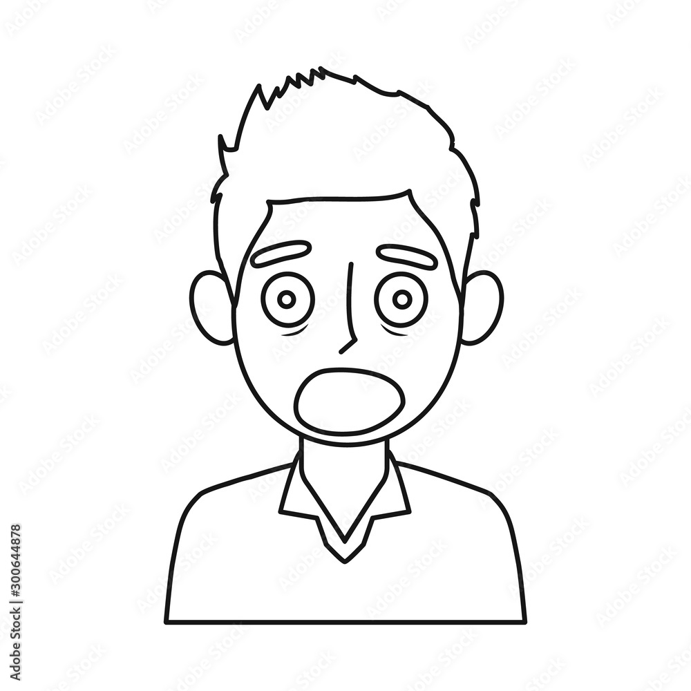 Vector illustration of guy and fear symbol. Collection of guy and shout stock symbol for web.