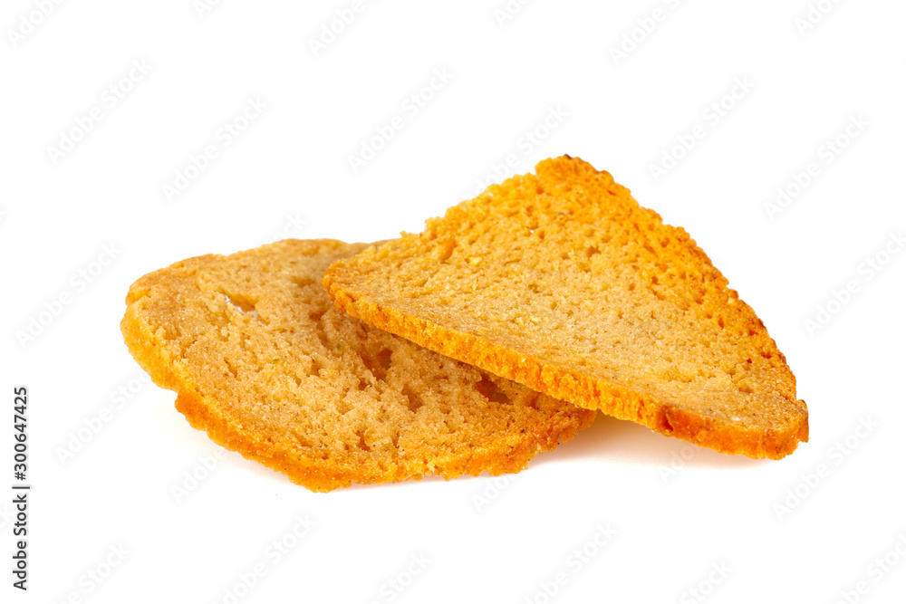 bruschetta (bread) chips isolated on white background bruschetta (bread) chips isolated on white background