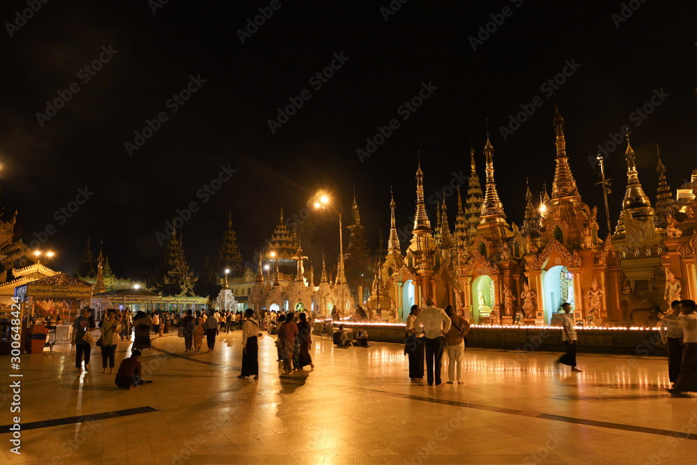 YANGON/MYANMAR - 26th Aug, 2019 : Shwe Dagon Pagoda, Yangon, Myanmar.
