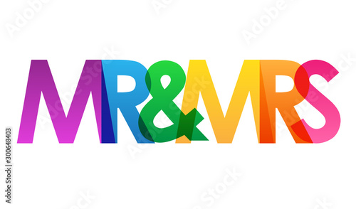 MR & MRS rainbow vector typography banner