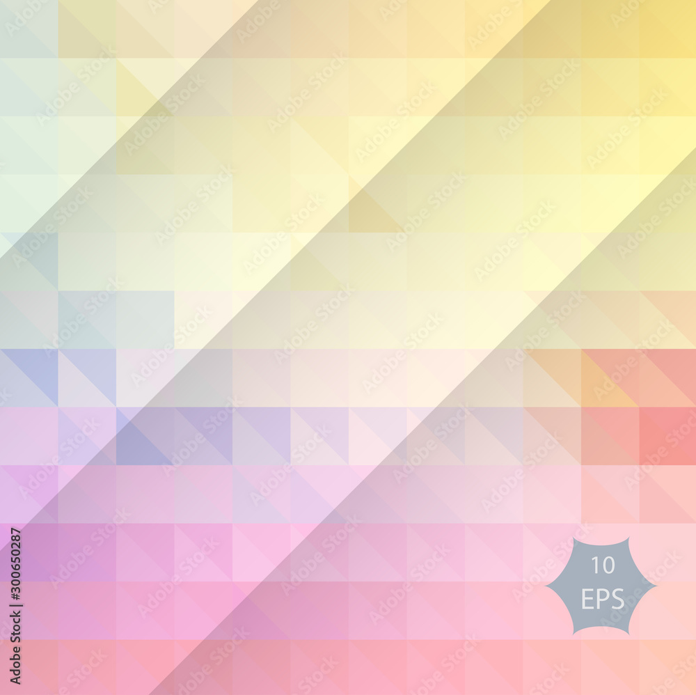Fototapeta premium Minimalistic design, creative concept, modern diagonal abstract background. Geometric element. Blue, yellow and pink diagonal lines of triangles.