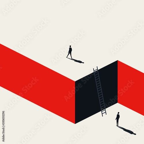 Business leader vector concept with follower. Symbol of leadership, success, overcoming challenge.