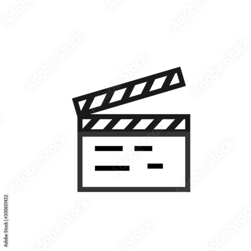vector simple icon with movie clapperboard shape