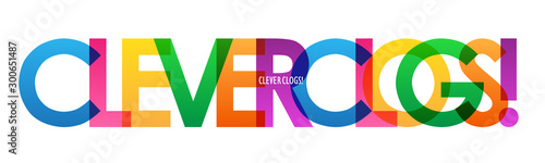 CLEVER CLOGS! rainbow vector typography banner