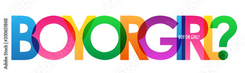 BOY OR GIRL? rainbow vector typography banner