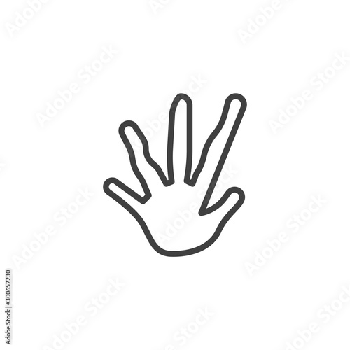 Iguana paw print line icon. linear style sign for mobile concept and web design. Guana animal footprint outline vector icon. Symbol, logo illustration. Vector graphics