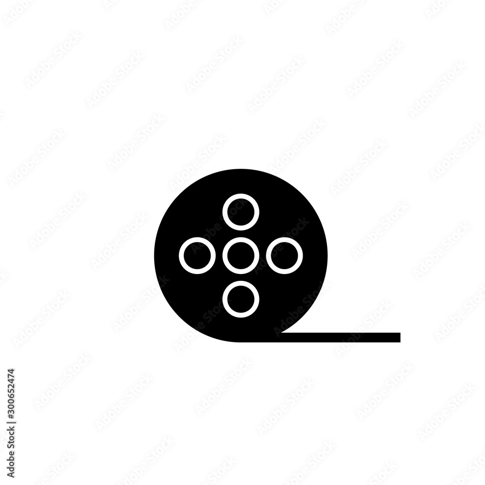 vector simple icon with movie film roll shape vector simple icon with movie film roll shape