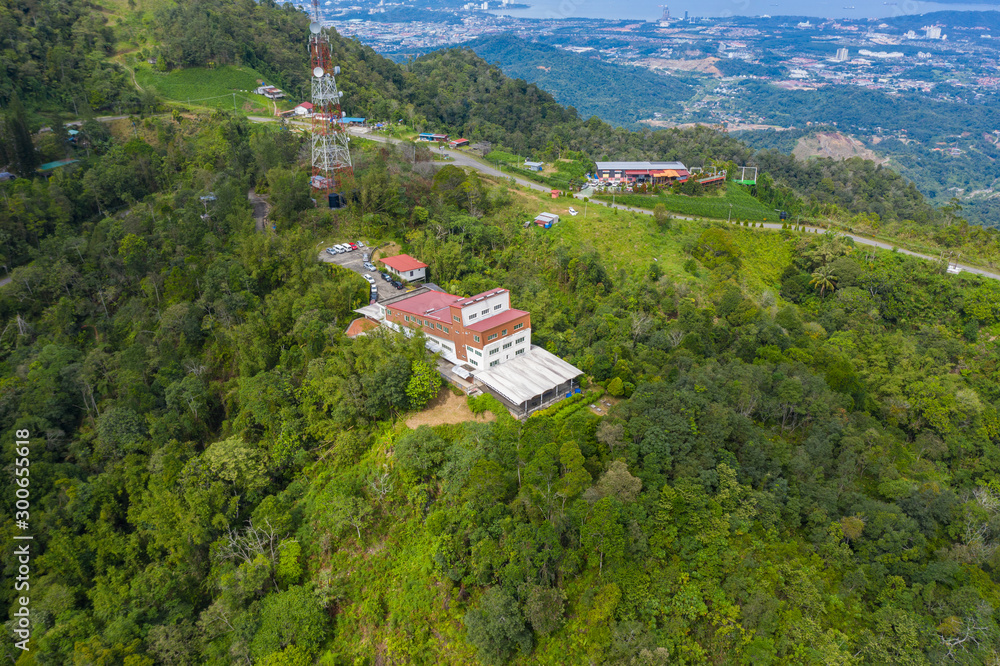 Aerial drone image of Beautiful Rural with local house and green forest in surrounding