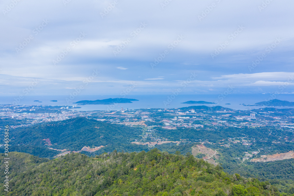 Aerial drone image of Beautiful Rural with local house and green forest in surrounding