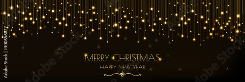 Christmas banner design with glowing lights curtain