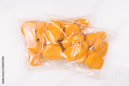 Packaging nuggets on a white background.